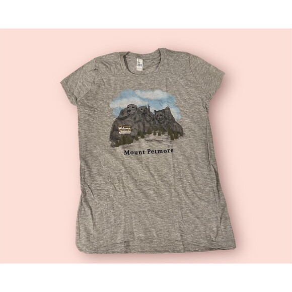 Gray T-Shirt Womens Small Mount Petmore Shirt Fitted T-Shirt S Tee Novelty A1 - Picture 2 of 5